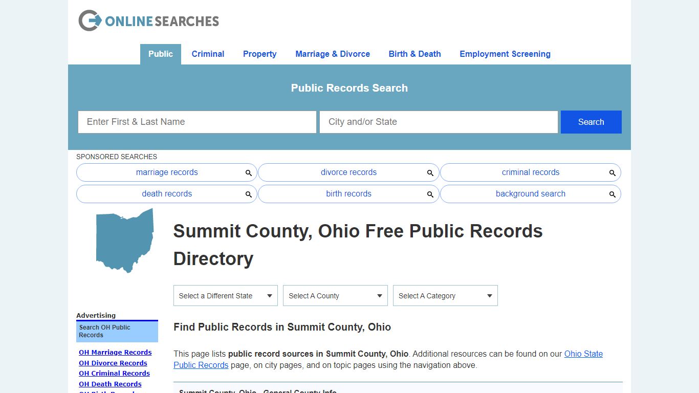 Summit County, Ohio Public Records Directory - OnlineSearches.com